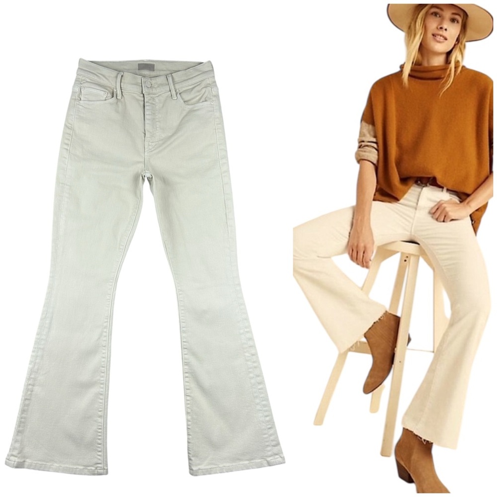 Mother The Weekender Fray Flare Jeans Size 26 x 29 Fog Mid Rise Stretch